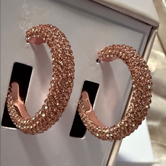 Dillard’s Sparkling Rose Gold Hoop Earrings - Picture 4 of 5